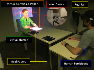 Blowing in the Wind: Increasing Social Presence with a Virtual Human via Environmental Airflow Interaction in Mixed Reality